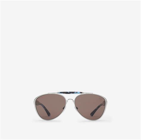 burberry aviator sunglasses men|Heritage Aviator Sunglasses in Silver/blue .